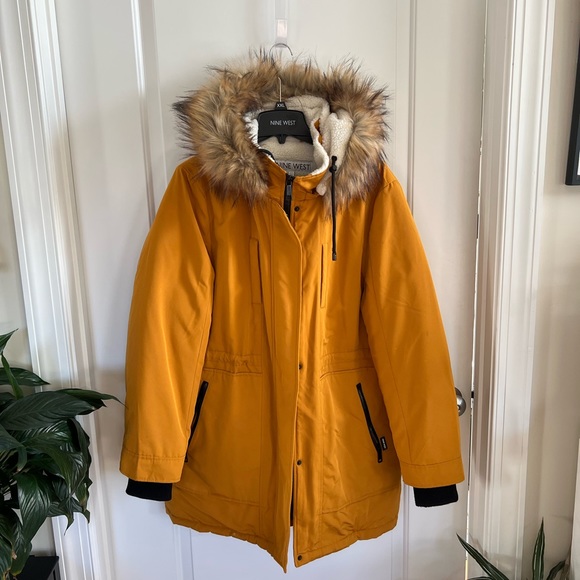 NWT NEVER WORN Incredible luxe Nine West mustard yellow winter coat XXL - Picture 7 of 11